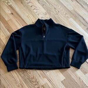 Varley Cropped Black Half-Zip Sweatshirt